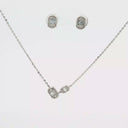 Set Collar y Broqueles con Diamante en Oro Blanco 18k