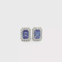 Aretes Stud de Tanzanita con Halo de Diamantes