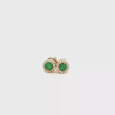 Aretes Stud de Esmeraldas con Halo de Diamantes