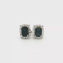 Aretes Stud de Zafiro con Halo de Diamantes