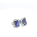 Aretes Stud de Tanzanita con Halo de Diamantes