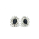 Aretes de Zafiro con doble Halo de Diamantes